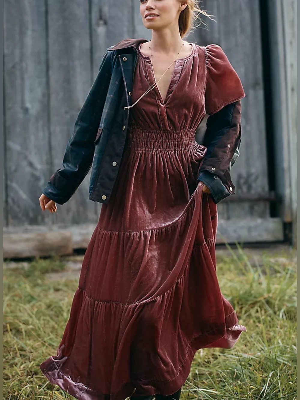 Anthro Velvet Edition Somerset Maxi Dress in Wine / Bordeaux NWT